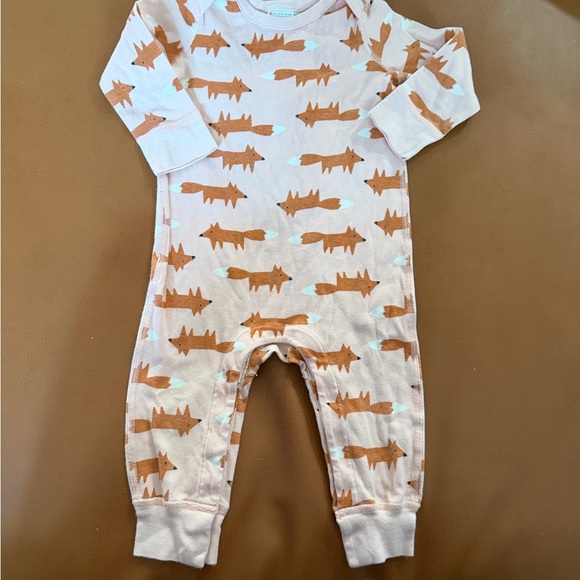 Hanna Andersson Orange Fox Print Kids Footie - Picture 1 of 3